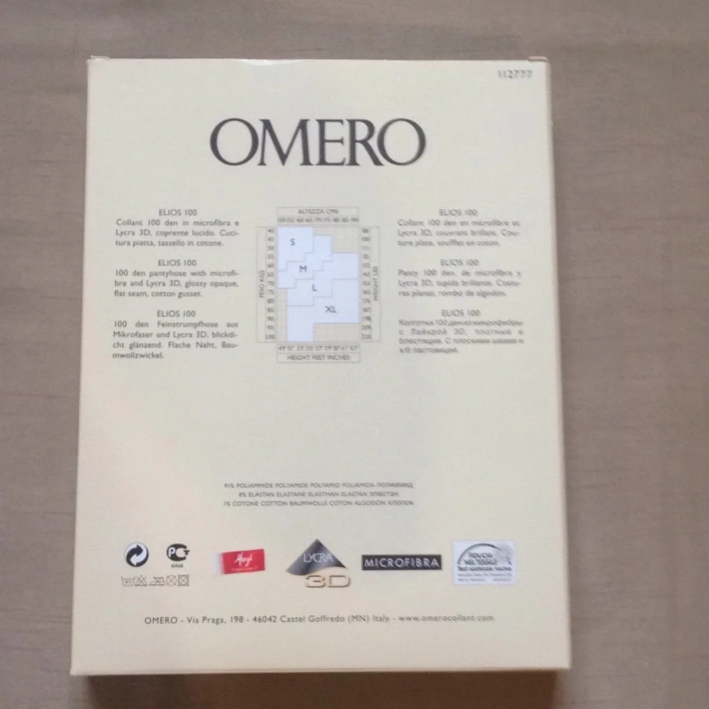 OMERO ELIOS 100 Collant/Tights, Black